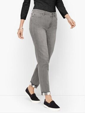 Talbots Flannel Cuff Ankle Gray/Zinc Washed Jeans Sz 20W